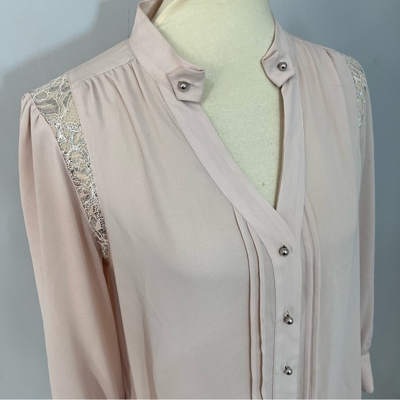 Anthropologie Moulinette Soeurs Coquette Lace Blouse Pink Top Girly Career Date - Picture 10 of 15
